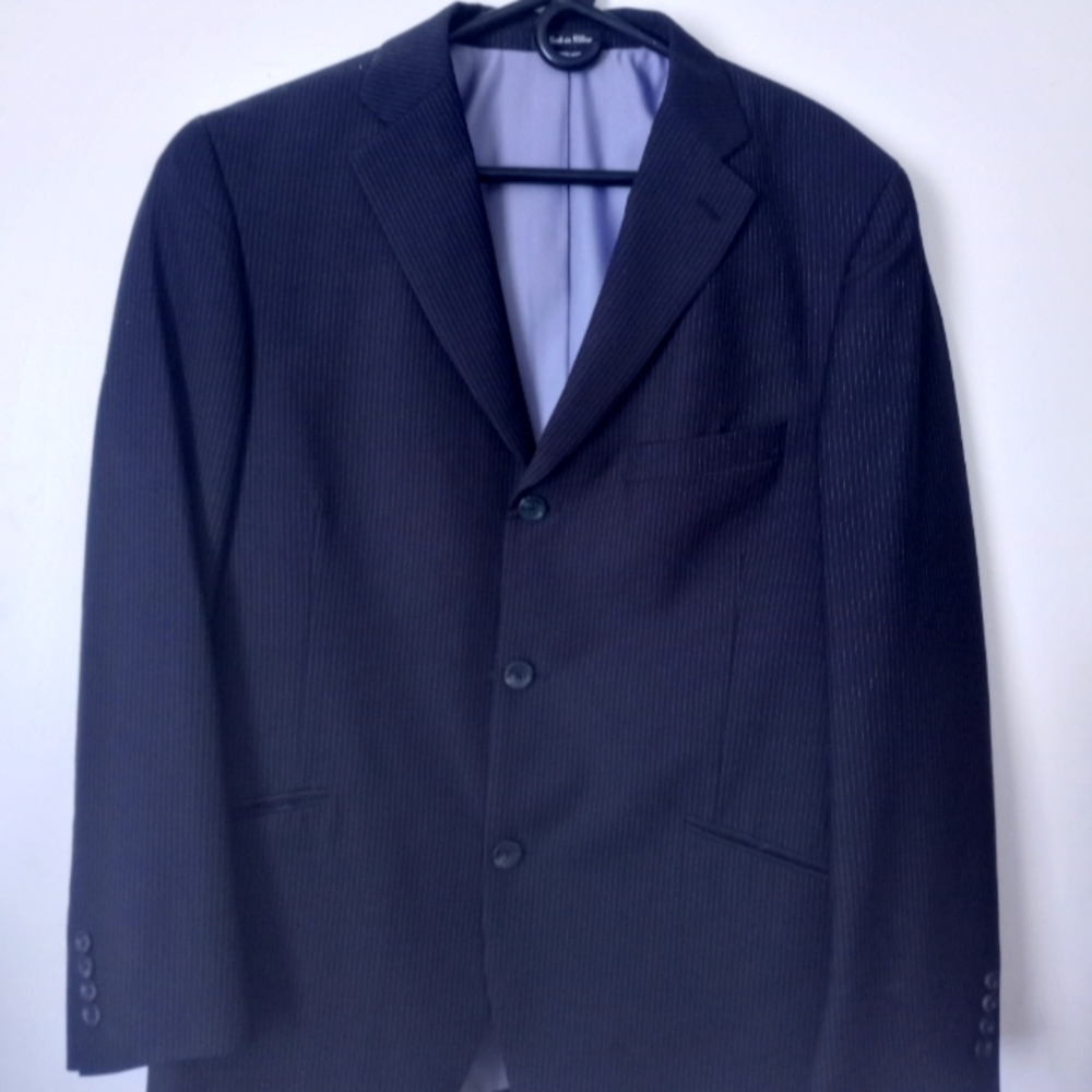 Billy London Blazer Suit Jacket 42S Black Pinstripe All Season 3 Button